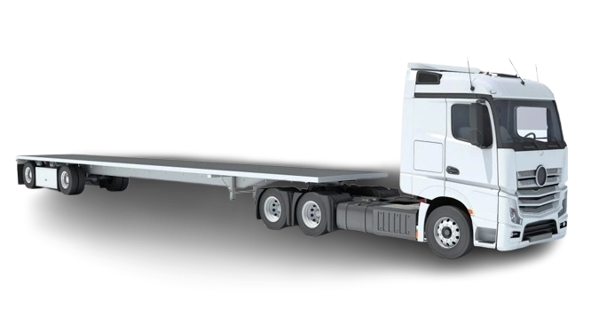 Flatbed trailer transporting heavy equipment in Abu Dhabi – Mine Stone Transport