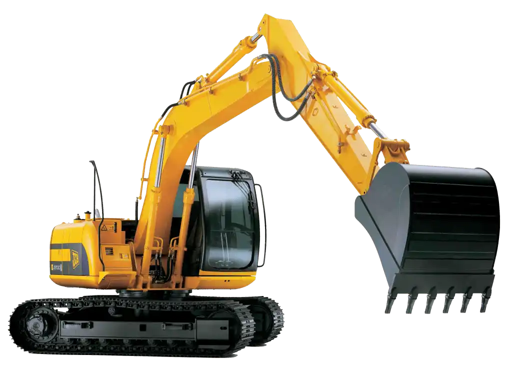 Excavator digging at a construction site in Abu Dhabi – Mine Stone Transport